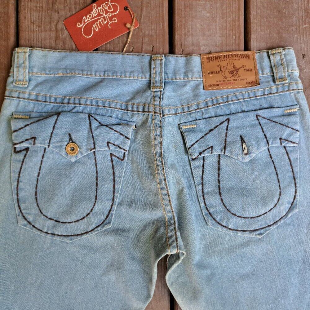 %NWT True Religion Joey Super T Jeans Men's 42 x 34 Blue Bootcut / J1